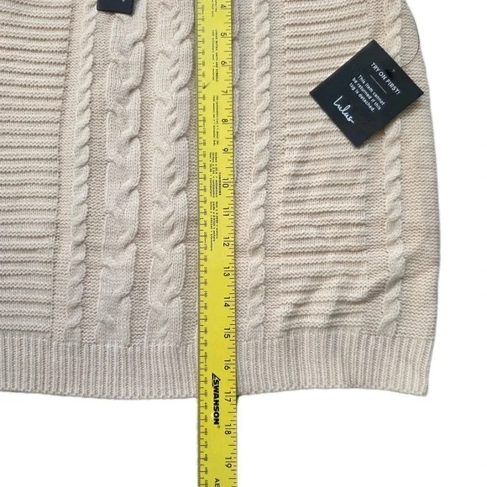 Lulus Cable Knit Sweater Mini Skirt Set Medium M Stretchy Elastic Waist Cream